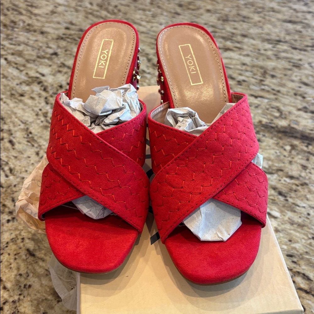 Yoki red Shoe . Brand new in original packaging size 8.5.